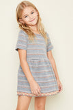 G5036 GREY MIX Striped Knit Tunic Alternate Angle