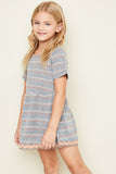 G5036 GREY MIX Striped Knit Tunic Alternate Angle