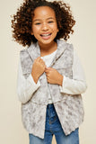 G5057 Silver Girls Hooded Faux Fur Vest Front