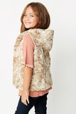 G5057 Latte Girls Hooded Faux Fur Vest Pose