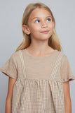 G5087 Taupe Girls Layered T-Shirt Detail