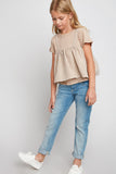 G5087 Taupe Girls Layered T-Shirt Full Body