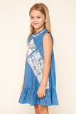 G5184 Denim Lace Insert Dress Side