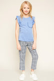 G5573 BLUE Ruffled Pocket T-Shirt Alternate Angle