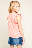 G5573 CORAL Ruffled Pocket T-Shirt Back