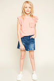 G5573 CORAL Ruffled Pocket T-Shirt Full Body