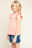 G5573 CORAL Ruffled Pocket T-Shirt Alternate Angle