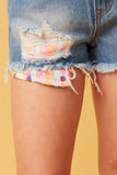 G5600 MID DENIM Distressed Sequin Denim Shorts Alternate Angle