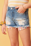 G5600 MID DENIM Distressed Sequin Denim Shorts Alternate Angle