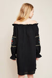 G5605 Black Girls Embroidered Off the Shoulder Dress Back