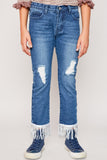 G5639 DK DENIM Fringed Hem Jeans Alternate Angle