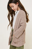 G5692-MOCHA Textured Dolman Sleeve Cardigan Alternate Angle