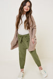 G5692-MOCHA Textured Dolman Sleeve Cardigan Full Body