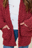 G5692-ROSE Textured Dolman Sleeve Cardigan Detail