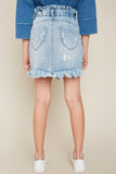 G5728 Lt Denim Girls High Waist Denim Skirt Back