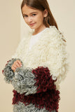 G5747 BURGUNDY Shaggy Knit Coat Back