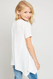 G5817 OFF WHITE Raw Edge Tunic Tunic Top Back