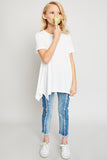 G5817 OFF WHITE Raw Edge Tunic Tunic Top Full Body