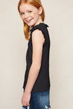 G5859-BLACK Sleeveless Ruffle Mock Neck Tank Top Back