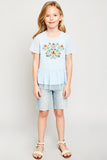 G5878 SKY Flower Embroidered Baby Doll Top Front