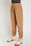 G5888 MOCHA Ruched Harem Pant Alternate Angle