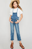 G5969 Mid Denim Girls Bermuda Denim Overalls Full Body