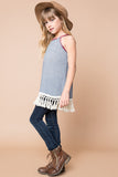 G6025 Denim Girls Frayed Tunic Side