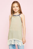 G6025 Tan Girls Frayed Tunic Front