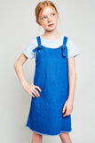 Frayed Hem Denim Overall Dress