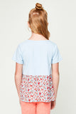 G6078 SKY Floral Contrast T-Shirt Back