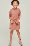 Short Sleeve Tie Front Mini T-Shirt Dress