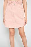 G6139 INDIAN PINK Distressed Paperbag Denim Skirt Alternate Angle