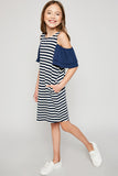 Cold-Shoulder Stripe Dress