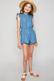 G6202 MID DENIM Button-Down Denim Romper Back