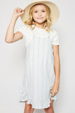 G6241 SAGE Stripe Ruffle Hem Mini Dress Front