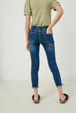 G6423-DK DENIM Distressed Drawstring Denim Jeans Back