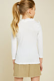 G6452-OFF WHITE Ribbed Ruffle Mock Neck Long Sleeve Top Back