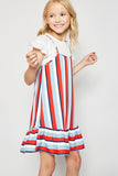 G6523 RED MIX Stripe Ruffle Hem Midi Dress Alternate Angle