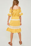 G6539-HONEY Off-Shoulder Ruffled Lace Midi Dress Back