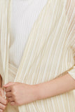 G6740-CREAM Striped Knit Cardigan Front Detail