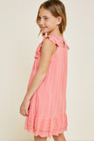 G6913-BUBBLE GUM Lace Dobby Mini A-Line Dress Back