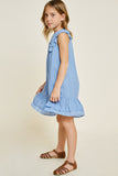 G6913-POWDER BLUE Lace Dobby Mini A-Line Dress Alternate Angle