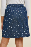 G7280-DENIM Floral Chambray Denim Skirt Back