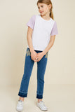 G7311-LAVENDER Contrast Sleeve T-Shirt Alternate Angle