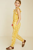 G7340-YELLOW Printed Tassel-Tie Jumpsuit Alternate Angle