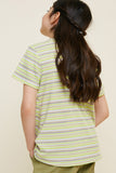 G7659-YELLOW MIX Stripe Twist Hem Top Back