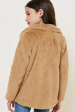 G7897 TAN Faux Fur Coat- Back