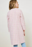 G7956-PINK Tweed Duster Coat Back