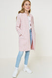 G7956-PINK Tweed Duster Coat Detail