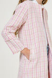 G7956-PINK-Tweed Duster Coat Detail